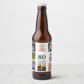 Fotocollage man op 80ste verjaardagsfeestje bier etiket (Voorkant)