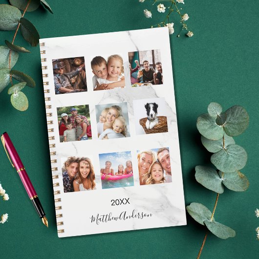 Fotocollage marmeren monogram wit 2025 planner
