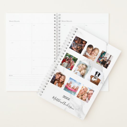 Fotocollage marmeren monogram wit 2025 planner (Display)