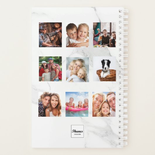 Fotocollage marmeren monogram wit 2025 planner (Achterkant)