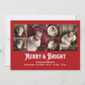 Fotocollage Merry and Bright Birth Aankondiging (Voorkant)