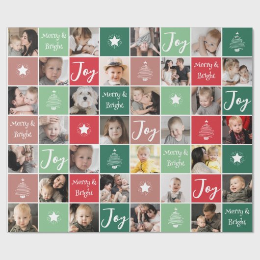 Fotocollage Merry & Bright Christmas Cadeaupapier (Vlak)