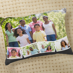 Fotocollage met aangepaste familienaam jaar & even accent kussen