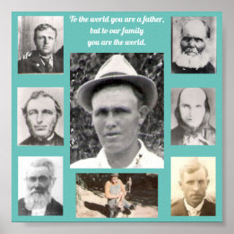 Fotocollage met vaders Quote Blauwgroen Poster