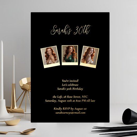 Fotocollage mijlpaal verjaardag folie uitnodiging