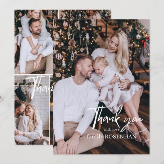 Fotocollage Modern Elegant 5 foto's Bedankt (Voorkant / Achterkant)