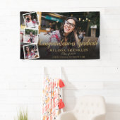 Fotocollage Modern Gold Graduation Party Spandoek (Insitu)