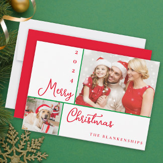 Fotocollage Modern Red Script Kerstmis Feestdagenkaart