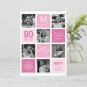 Fotocollage Modern Roze 90e verjaardag Kaart (Staand voorkant)