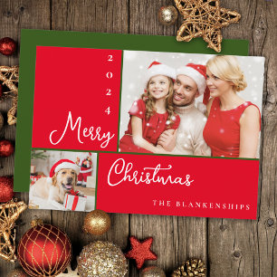 Fotocollage Modern Script Kerstmis Feestdagenkaart