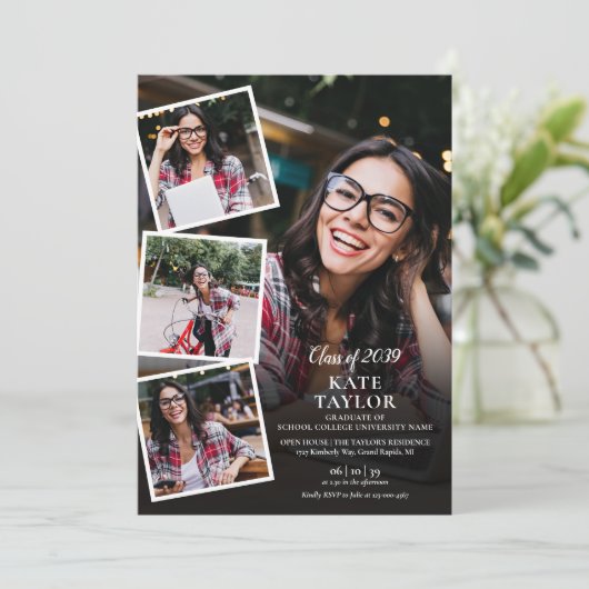 Fotocollage Moderne Afstudeerfeest Kaart (Staand voorkant)
