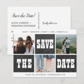 Fotocollage moderne typografie save datum bruiloft aankondigingskaart (Voorkant / Achterkant)