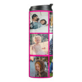 Fotocollage monogram gepersonaliseerd modern roze thermosbeker (Gedraaid links)