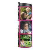 Fotocollage monogram gepersonaliseerd modern roze thermosbeker (Geroteerd rechts)