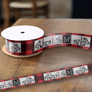 Fotocollage - Monogram Red Black Buffalo Pset Grosgrain Lint