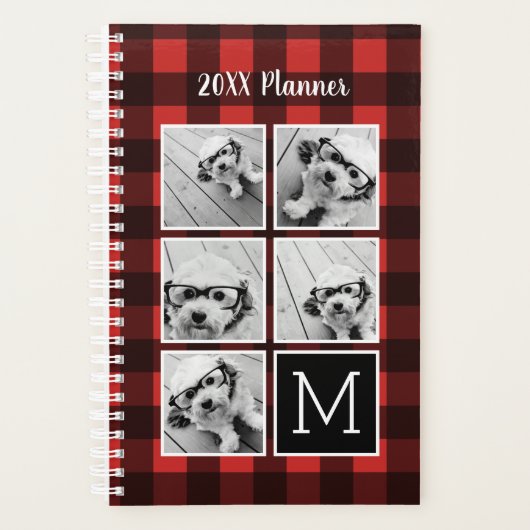 Fotocollage - Monogram Red Black Buffalo Pset Planner (Voorkant)