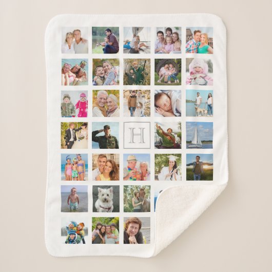 Fotocollage Monogram Wit Grijs Sherpa Deken (Voorkant)