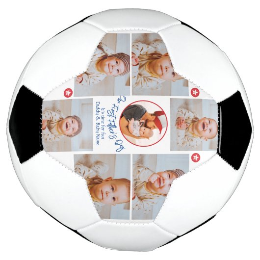 Fotocollage Nieuwe Papa Moderne Eerste Vaderdag Voetbal (Gedraaid)