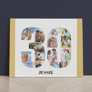 Fotocollage nummer 30 Neutraal 30e verjaardag Imitatie Canvas Print
