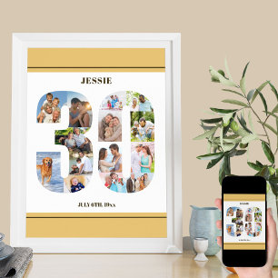 Fotocollage nummer 30 Neutraal 30e verjaardag Poster