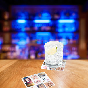 Fotocollage op 21e verjaardag vierkante kartonnen onderzetter