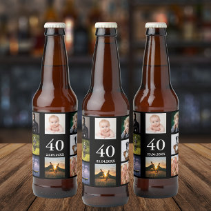 Fotocollage op 40e verjaardag zwarte man bier etiket