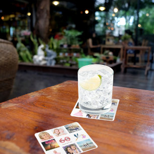 Fotocollage op 60e verjaardag vierkante kartonnen onderzetter