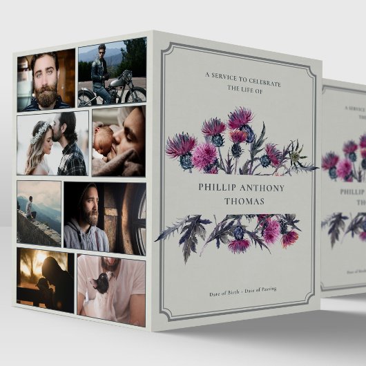 Fotocollage overlijdensbericht Schotse distel begr Programma