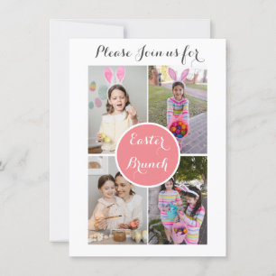 Fotocollage Paaseieren Bunny Pink Easter Brunch Kaart