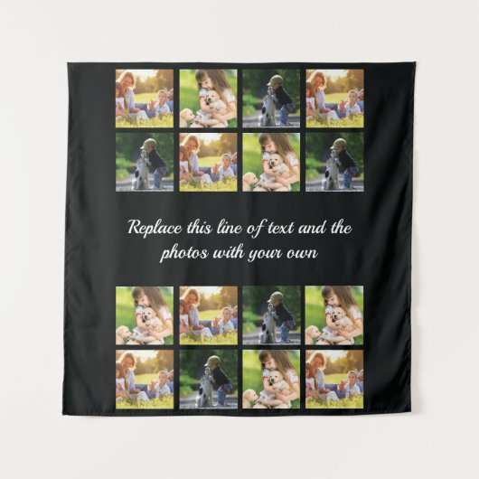 Fotocollage personaliseren en teksttapestry wandkleed (Voorkant)