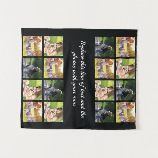 Fotocollage personaliseren en teksttapestry wandkleed (Voorkant (horizontaal))