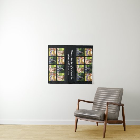 Fotocollage personaliseren en teksttapestry wandkleed (In Situ (horizontaal))