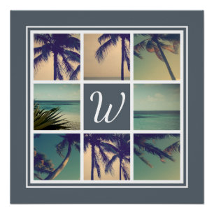 Fotocollage poster afdrukken met aangepast monogra perfect poster