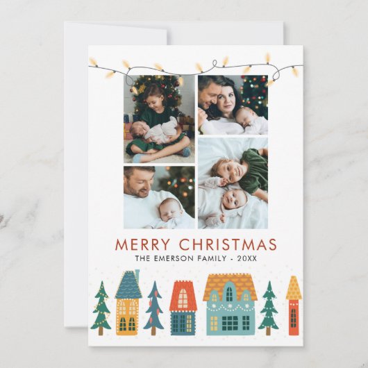 Fotocollage Retro Kerstkaarten Feestdagenkaart (Voorkant)