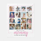 Fotocollage rolage roze mam fleece deken (Voorkant)