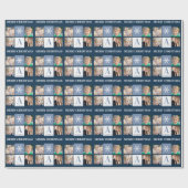 Fotocollage Snowflake Blue Monogram Kerstmis Cadeaupapier (Vlak)