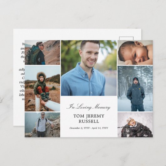 Fotocollage Ter liefdevolle herinnering Overlijden Briefkaart (Voorkant / Achterkant)