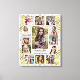 Fotocollage van de middelbare school Afstuderen Canvas Afdruk