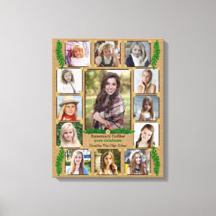 Fotocollage van de middelbare school Afstuderen Canvas Afdruk