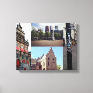 Fotocollage van Den Haag 1 Canvas Afdruk