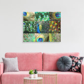 Fotocollage van Green Blue Peacock Canvas Afdruk (Insitu (Woonkamer))