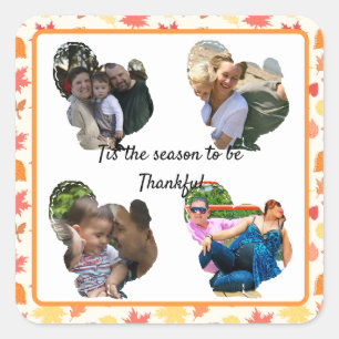 Fotocollage van kalkoenen op maat voor Thanksgivin Vierkante Sticker
