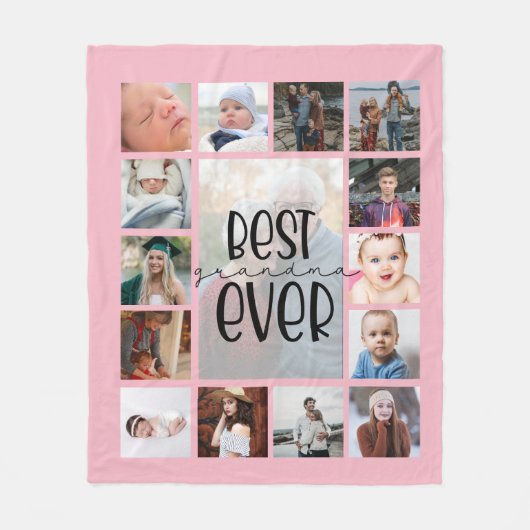 Fotocollage van roze oma Fleece Blanket (Voorkant)