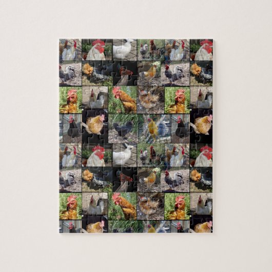 Fotocollage voor kippen en roosters; legpuzzel (Verticaal)