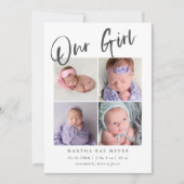 Fotocollage voor meisjes aankondiging (Voorkant)