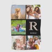 Fotocollage voor papa Aangepaste monogram naam Golfhanddoek (Voorkant)