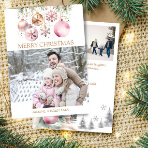 Fotocollage Vrolijk Kerstmis wit rose goud boho Feestdagenkaart