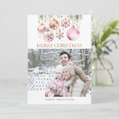 Fotocollage Vrolijk Kerstmis wit rose goud boho Feestdagenkaart (Staand voorkant)