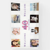 Fotocollage wit verjaardagsfeestje spandoek (Verticaal)