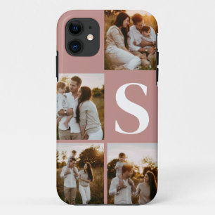 Fotocollage zwart initiaal monogram I telefoonhoes iPhone 11 Hoesje